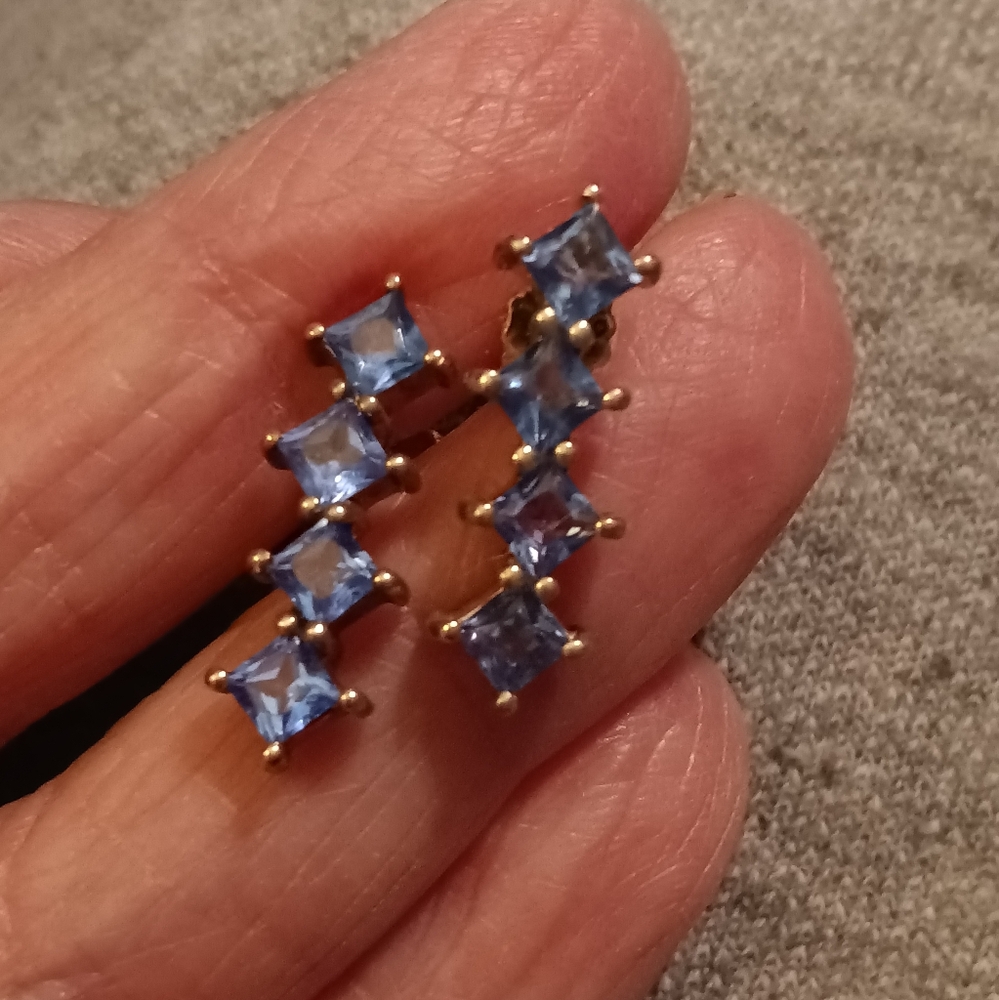 Lot of 6 Pierced Earrings, Neon BlueTopaz, Smokey Quartz and Neon Pink CZ